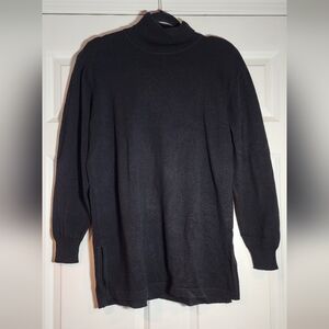 Wainscott Vintage Black Oversized Turtleneck Sweater With Shoulder Pads S